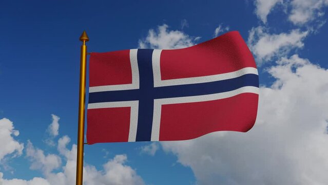 National flag of Norway waving 3D Render