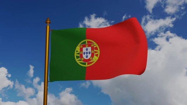 National flag of Portugal waving 3D Render