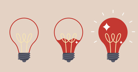 Lightbulb with liquid inside. Creative idea concept Vector illustration