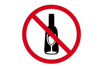 No drinking alcohol, vector prohibition sign on white background