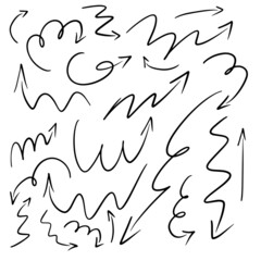 Set of Hand drawn arrow vector icons set. Sketch arrow design for business plan and education