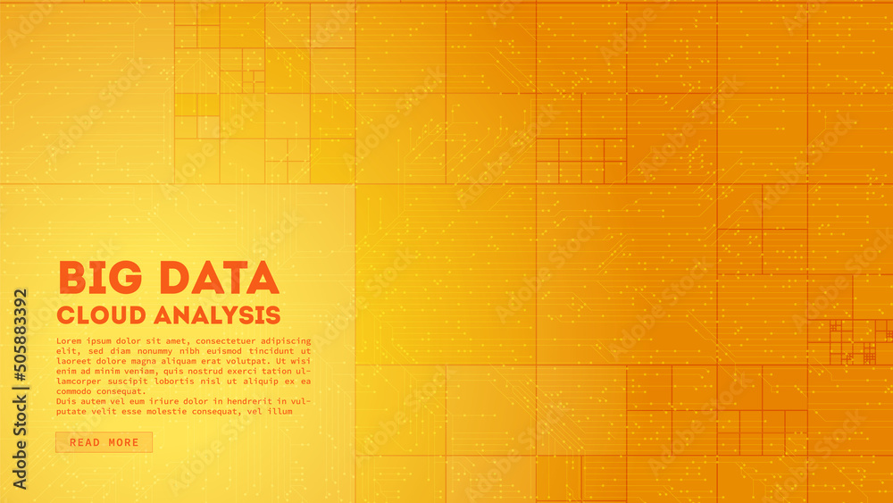 Poster Big Data cloud computing. Blockchain visualiztion. Social network information complexity.