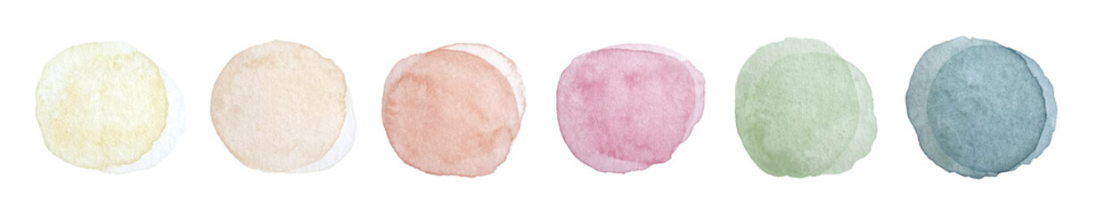 Watercolor hand drawn brush stroke spots in the palette of neutral color on the white background 