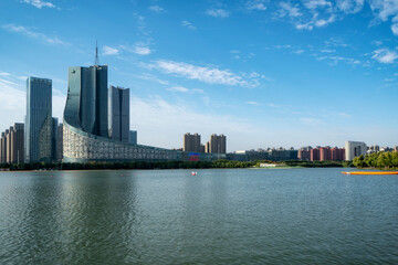 Cityscape of Swan Lake, Hefei, China