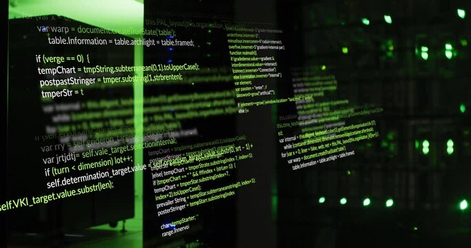 Animation of data processing on black background