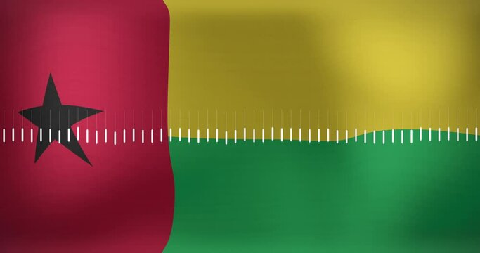 Animation of data processing over flag of bissau