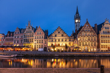 Night scene of Historic Quarter in Gent