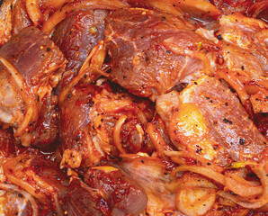 meat heavily marinated with red hot spices