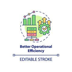 Better operational efficiency concept icon. Big data processing benefit abstract idea thin line illustration. Analytics. Isolated outline drawing. Editable stroke. Arial, Myriad Pro-Bold fonts used