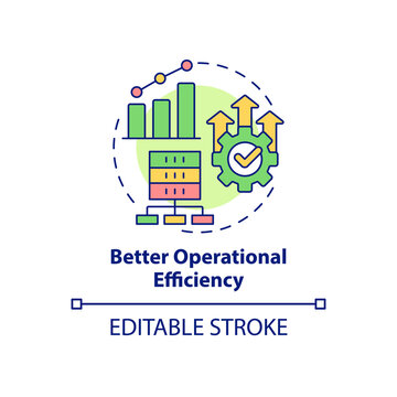 Better Operational Efficiency Concept Icon. Big Data Processing Benefit Abstract Idea Thin Line Illustration. Analytics. Isolated Outline Drawing. Editable Stroke. Arial, Myriad Pro-Bold Fonts Used