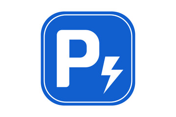 Parking sign for electric vehicles, bicycles or scooters, place for electric charging