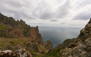 Fototapeta premium rocks sea and cloudy sky in crimea