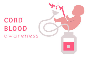 Cord Blood Awareness vector illusration. Cord Blood medicial concept - obrazy, fototapety, plakaty