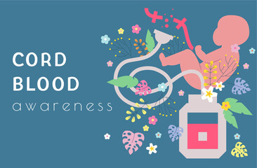 Cord Blood Awareness vector illustration. Cord Blood medical concept - obrazy, fototapety, plakaty