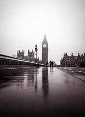 Misty Big Ben, city streets