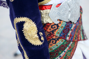 Turkey, Mugla, Mentese local cultural festival folklore (efe zeybek) men's and women's clothes