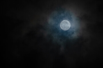 Naklejka na ściany i meble moon and white clouds,blue sky background with clouds
