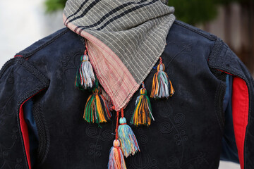 Turkey, Mugla, Mentese local cultural festival folklore (efe zeybek) men's and women's clothes