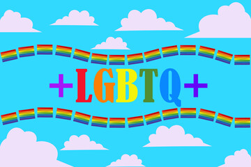 Little Cloudy Sky Background Vector The cover is a message card on the lgbtq day festival.