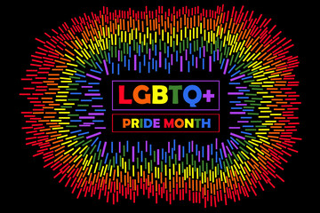The black background vector features the LGBTQ logo and radiates with a beautiful hue of light.