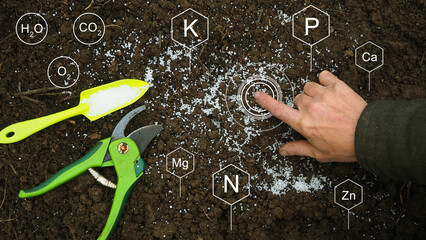 Potassium nitrogen Organic fertilizers, garden tools soil. Smart Solve Fertilizer Crisis. Farmer...