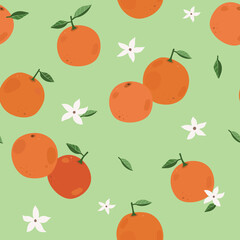 Oranges. Seamless cartoon pattern for fabric textile or wrapping paper. Vector illustration 