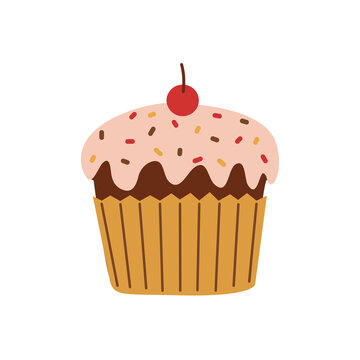 Cupcake.  Vector colorful flat cartoon style illustration. 