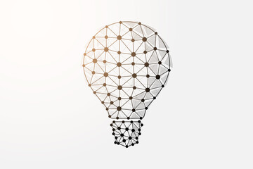 Light bulb 3d low poly symbol with connected dots. Idea, inspiration design vector illustration. Innovation polygonal wireframe