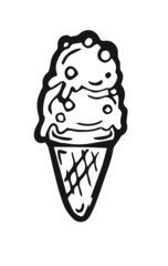 Popsicle ice cream on stick. . Hand drawing outline. Isolated on white background. Monochrome drawing. Vector