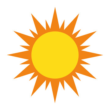 Cartoon simple sun icon clipart isolated on white background
