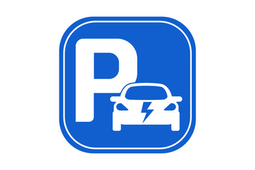 Parking sign for electric vehicles or cars, place for electric charging