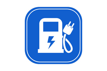 charging station sign with electrical plug for electric vehicles or cars, place for electric charging