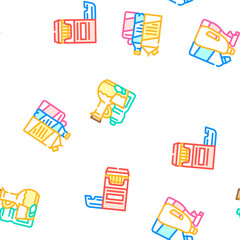 Supermarket Selling Department Vector Seamless Pattern Color Line Illustration