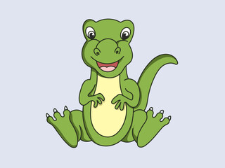 cute green dinosaur Baby cartoon Illustration 