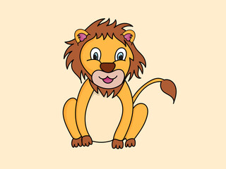 Cute baby  lion Cartoon Flat Illustration Concept
