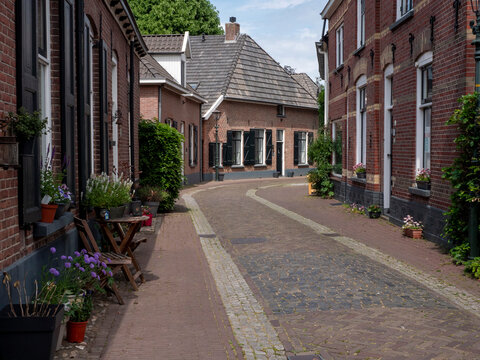 Street in historical town Bredevoort in the Netherlands
