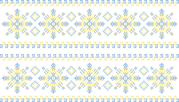Embroidered ornament on a white background, knitting, Ukrainian textile ornament