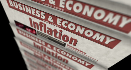 Obraz premium Inflation, unemployment and rising prices retro newspaper 3d illustration