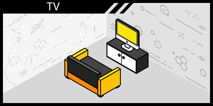 Tv isometric design icon. Vector web illustration. 3d colorful concept