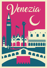 Venice Italy skyline postcard