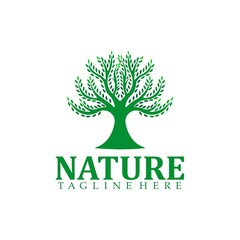 Obraz premium natural green oak tree logo