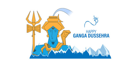 Vector illustration concept of Ganga Dussehra greeting - obrazy, fototapety, plakaty