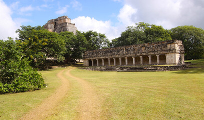 Fototapeta na wymiar Maya ruins of Uxmal temple, Yucatan, Mexico