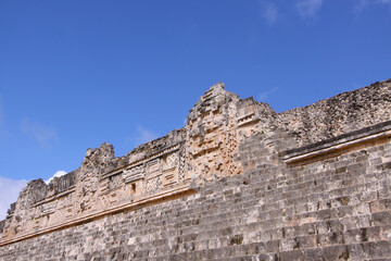 Fototapeta na wymiar Maya ruins of Uxmal temple, Yucatan, Mexico