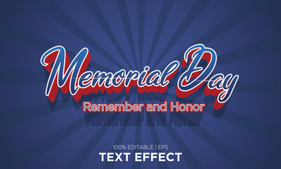 Obraz premium editable text effect memorial day remember and honor