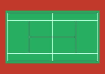 Tennis court . Top view . The exact proportions . Vector illustration.