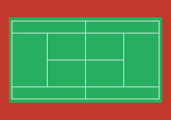 Tennis court . Top view . The exact proportions . Vector illustration.