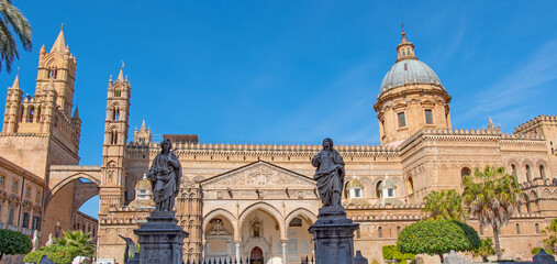 Panoramic view of the Cathedral of Maria Santissima Assunta in Palermo, Italy
