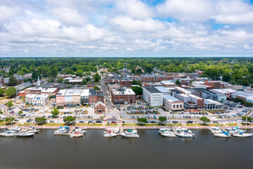 Fototapeta na wymiar Aerial view of Washington North Carolina looking North from the River