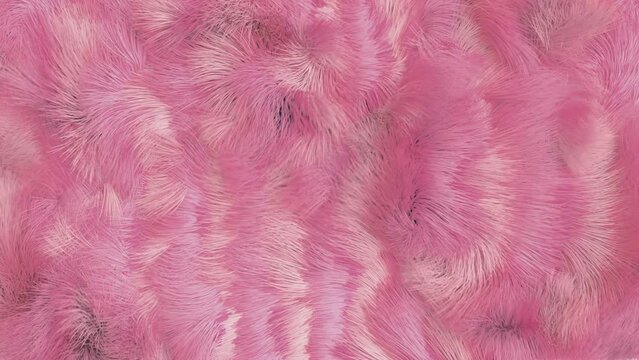 Pink artificial fur background. 3D animation.